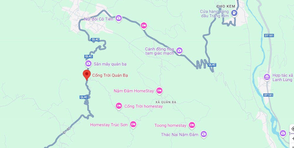 The location of Quan Ba Heaven Gate on the map